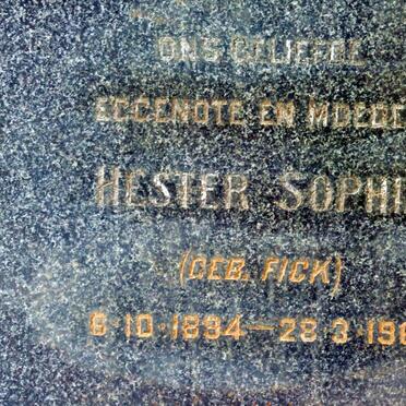 SWART Hester Sophia nee FICK 1894-1961