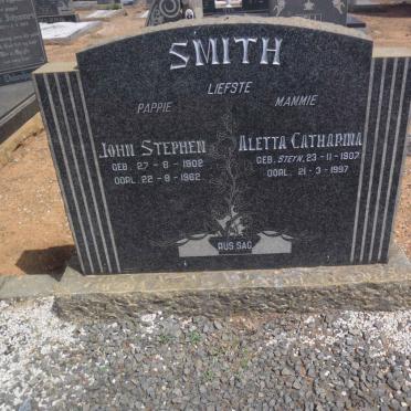 SMITH John Stephen 1902-1962 &amp; Aletta Catharina STEYN 1907-1997