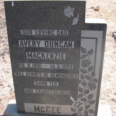 McGEE Avery Duncan Mackenzie 1891-1969