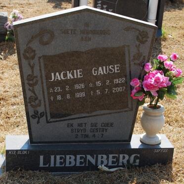 LIEBENBERG Gause 1922-2007 &amp; Jackie 1926-1999