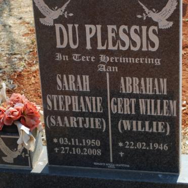 PLESSIS Abraham Gert Willem, du 1946- &amp; Sarah Stephanie 1950-2008