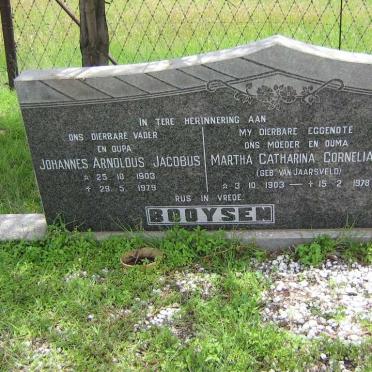 BOOYSEN Johannes Arnoldus Jacobus 1903-1979 &amp; Martha Catharina Cornelia VAN JAARSVELD 1903-1978