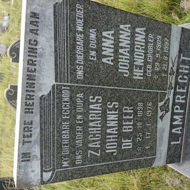 LAMPRECHT Zacharias Johannes de BEER 1898-1976 &amp; Anna Johanna Hendrina GROBLER 1909-1997