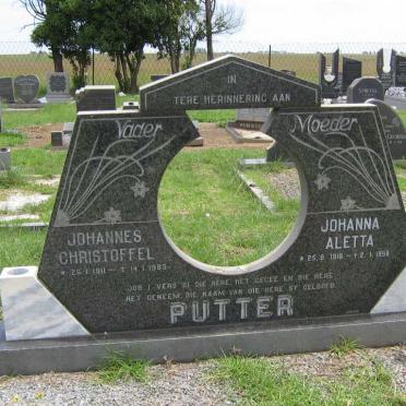 PUTTER Johannes Christoffel 1911-1983 &amp; Johanna Aletta 1918-1998