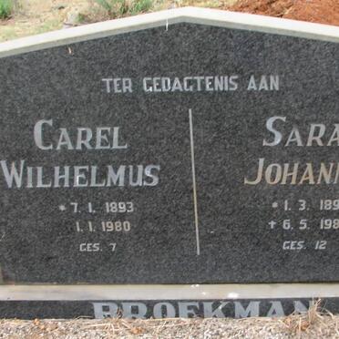 BROEKMAN Carel Wilhelmus 1893-1980 &amp; Sara Johanna 1893-1980