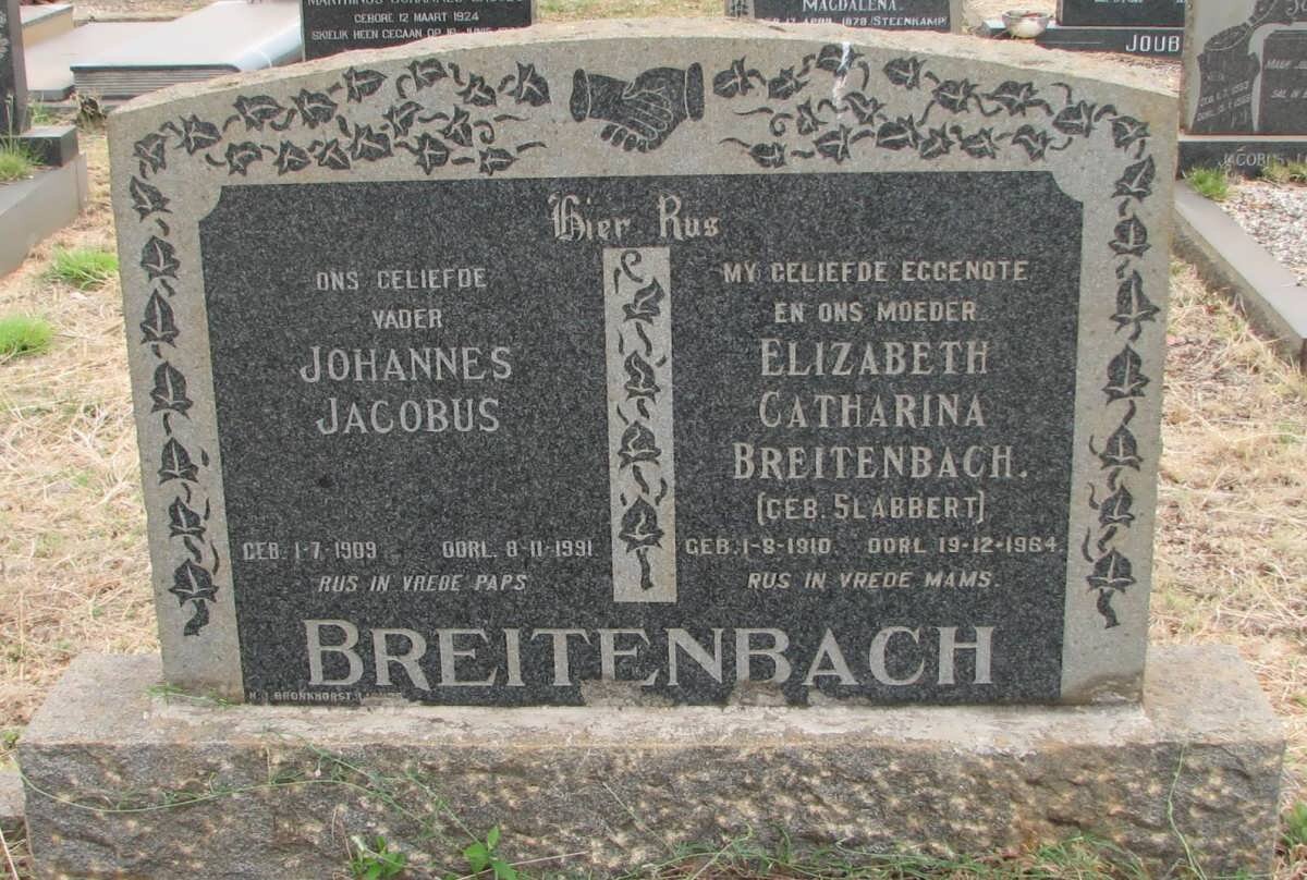 BREITENBACH Johannes Jacobus 1909-1991 &amp; Elizabeth Catharina SLABBERT 1910-1964