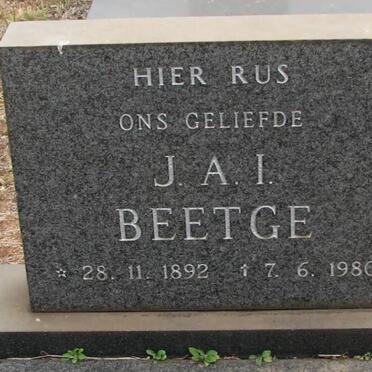 BEETGE J.A.I. 1892-1980