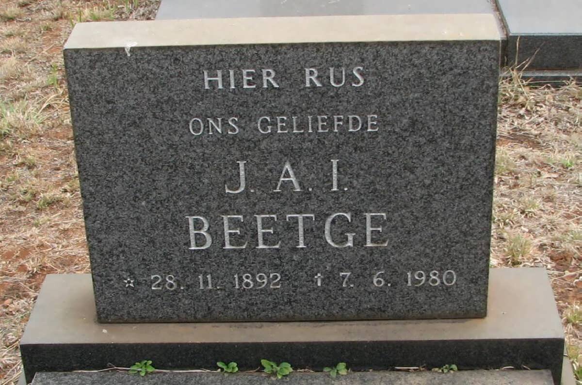 BEETGE J.A.I. 1892-1980