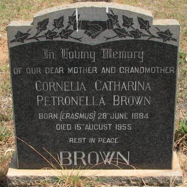 BROWN Cornelia Catharina Petronella nee ERASMUS 1884-1955