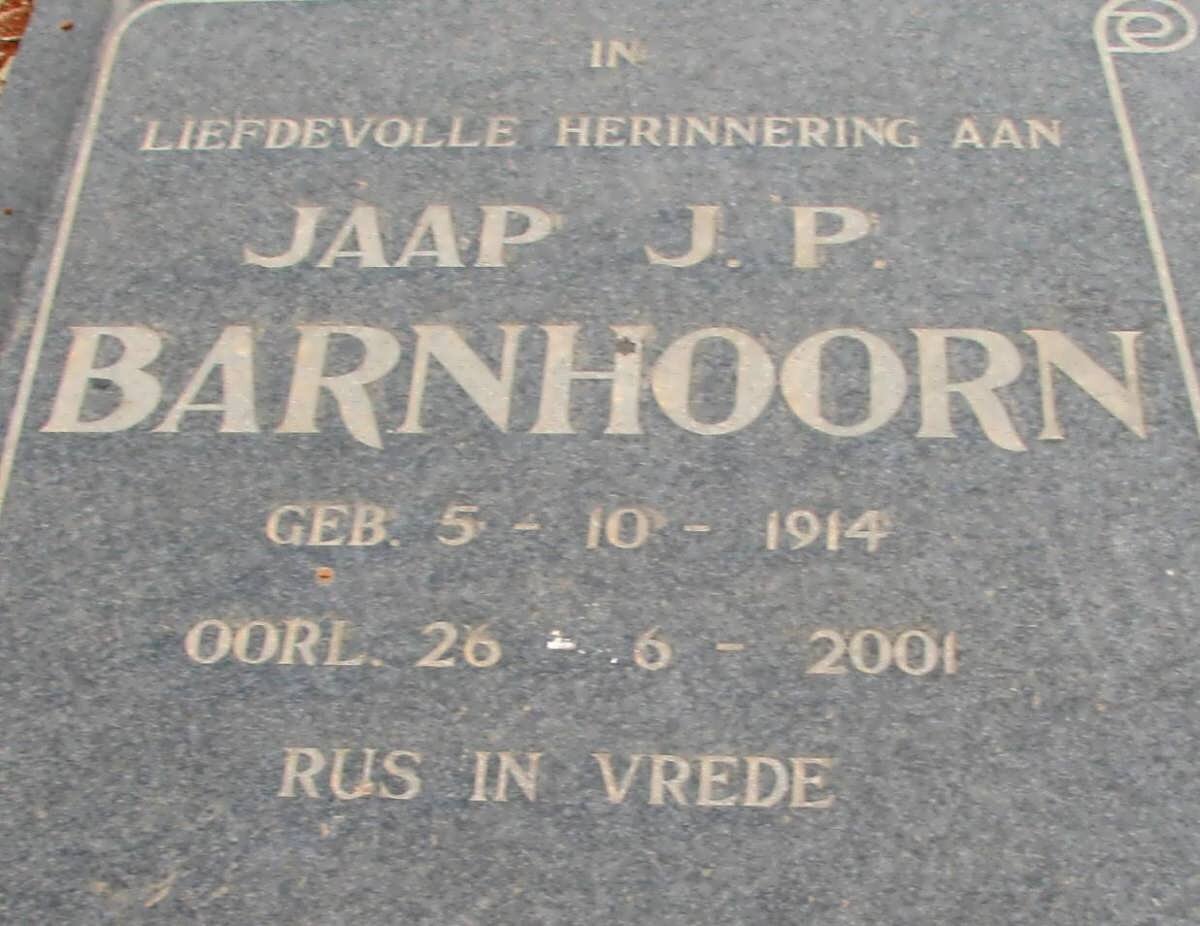 BARNHOORN J.P. 1914-2001