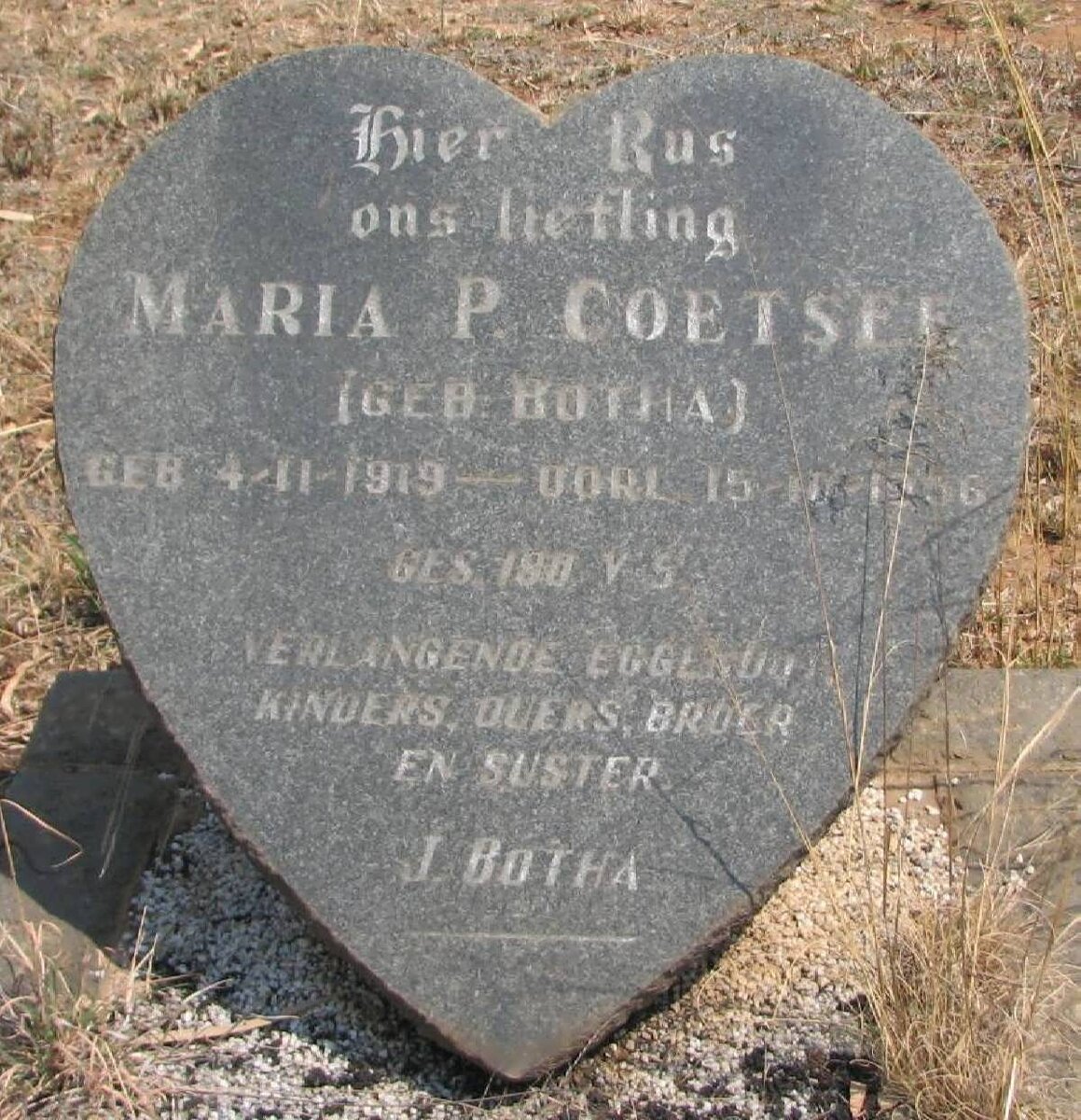 COETSEE Maria P. nee BOTHA 1919-1956