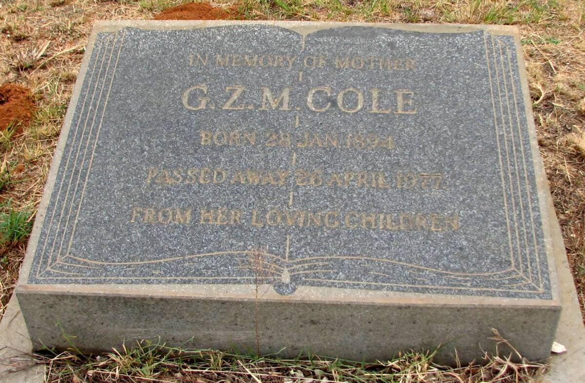 COLE G.Z.M. 1894-1977