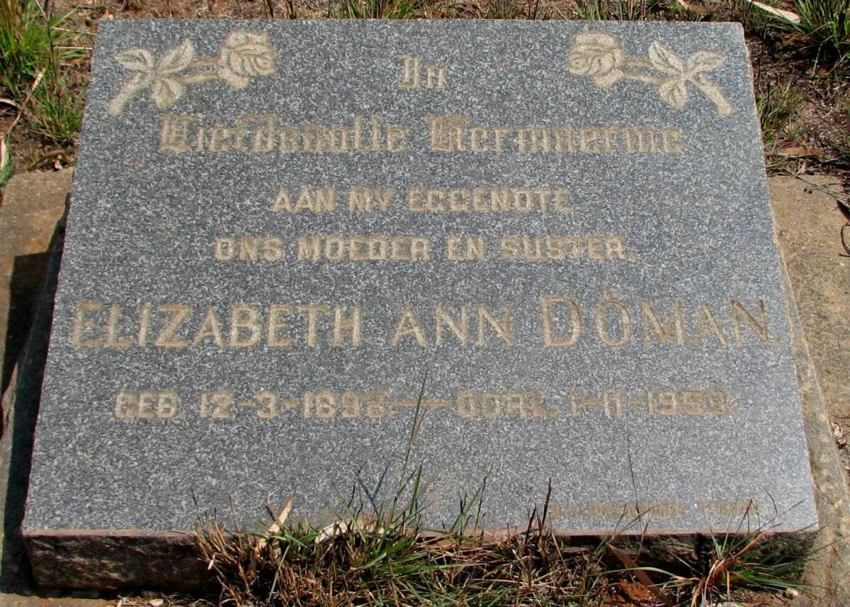 DOMAN Elizabeth Ann 1898-1959