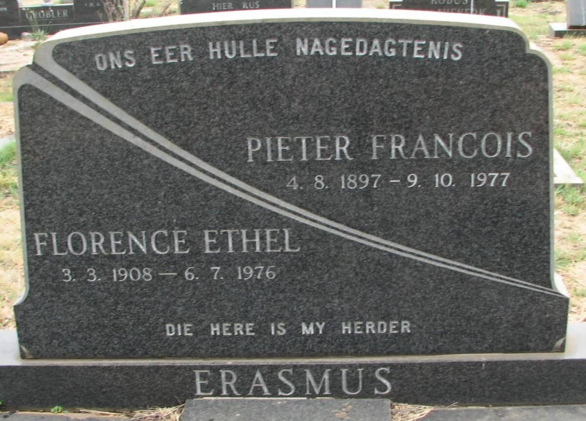 ERASMUS Pieter Francois 1897-1977 &amp; Florence Ethel 1908-1976