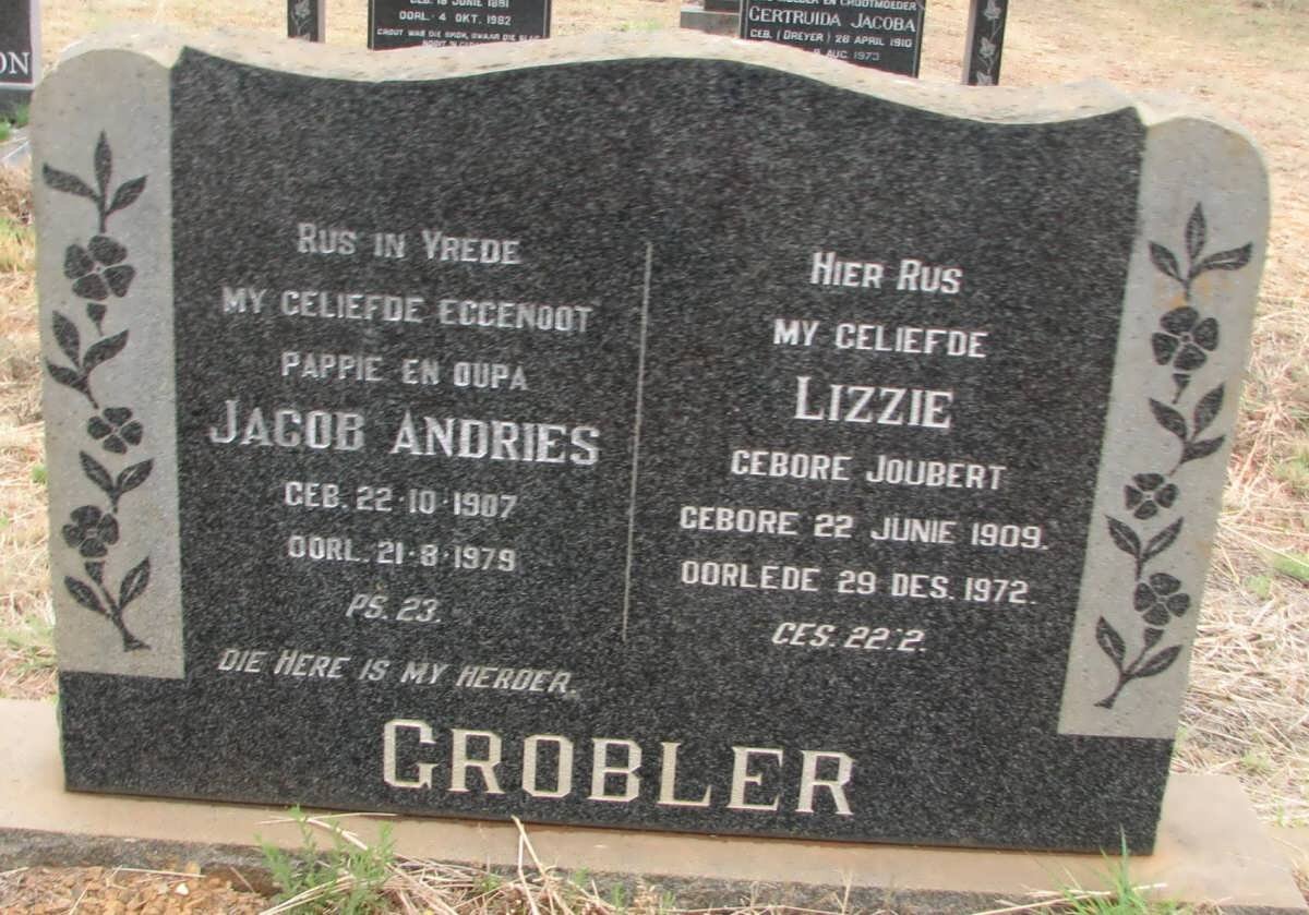 GROBLER Jacob Andries 1907-1979 &amp; Lizzie JOUBERT 1909-1972