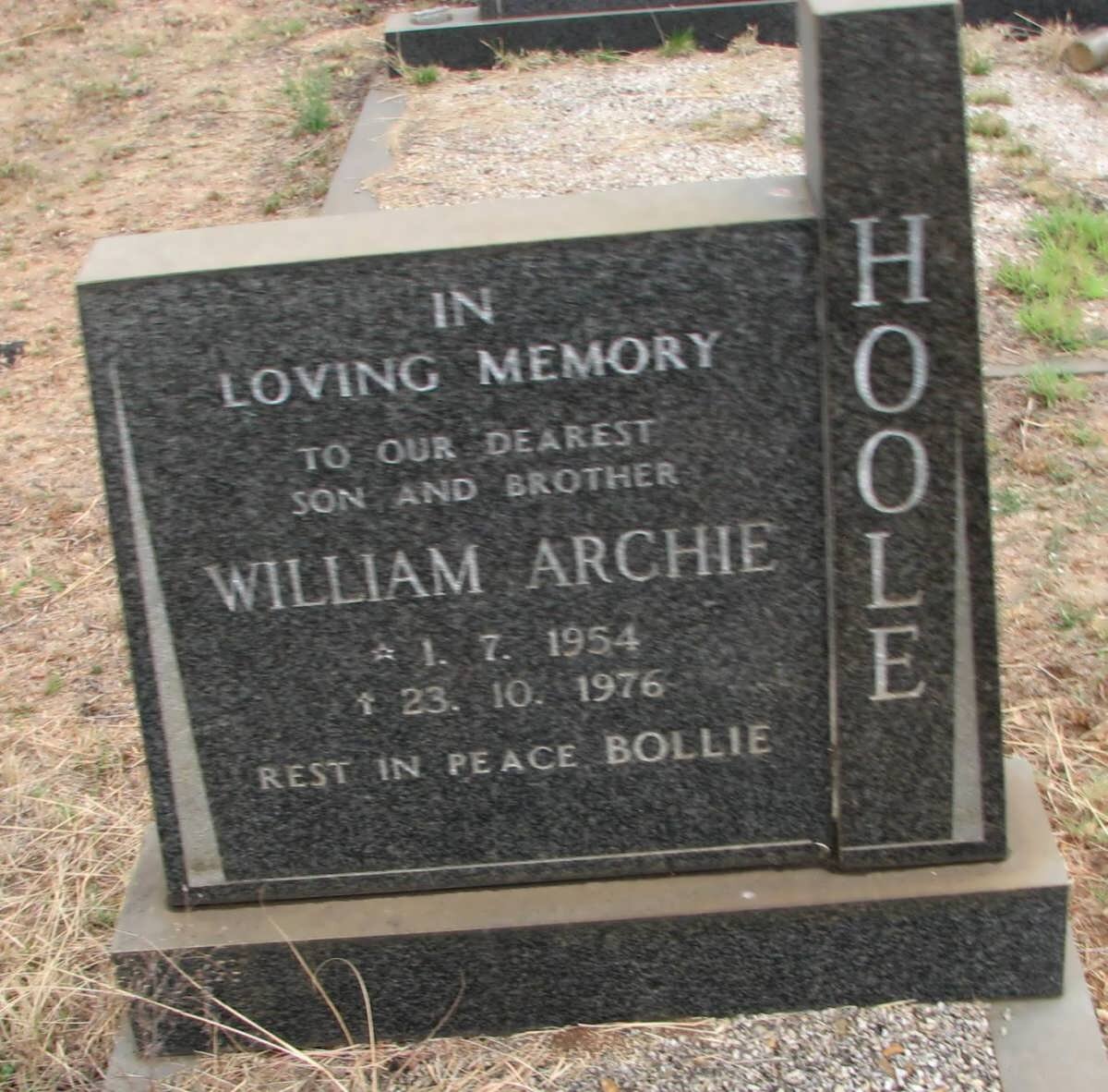 HOOLE William Archie 1954-1976