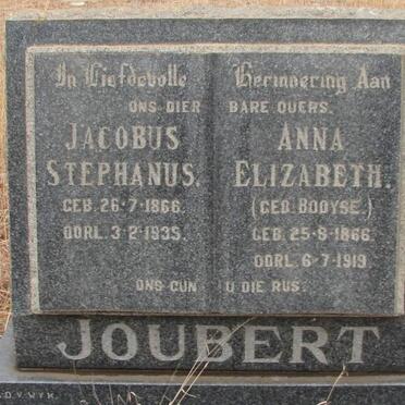 JOUBERT Jacobus Stephanus 1866-1935 &amp; Anna Elizabeth BOOYSE 1866-1919