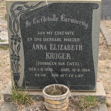 KRUGER Anna Elizabeth voorheen VAN ZWEEL 1895-1964
