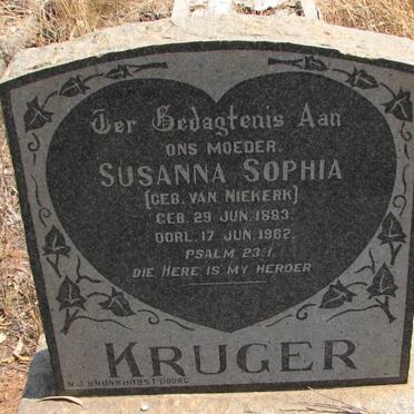 KRUGER Susanna Sophia nee VAN NIEKERK 1883-1962
