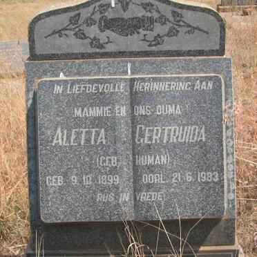 KLERK Aletta Gertruida, de nee HUMAN 1899-1983