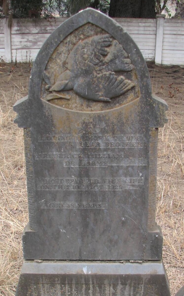 LORME Frederich William, de -1926