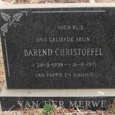MERWE Barend Christoffel, van der 1938-1971