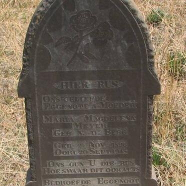 MEYER Maria Magdalena nee V.D. BERG 1896-1945