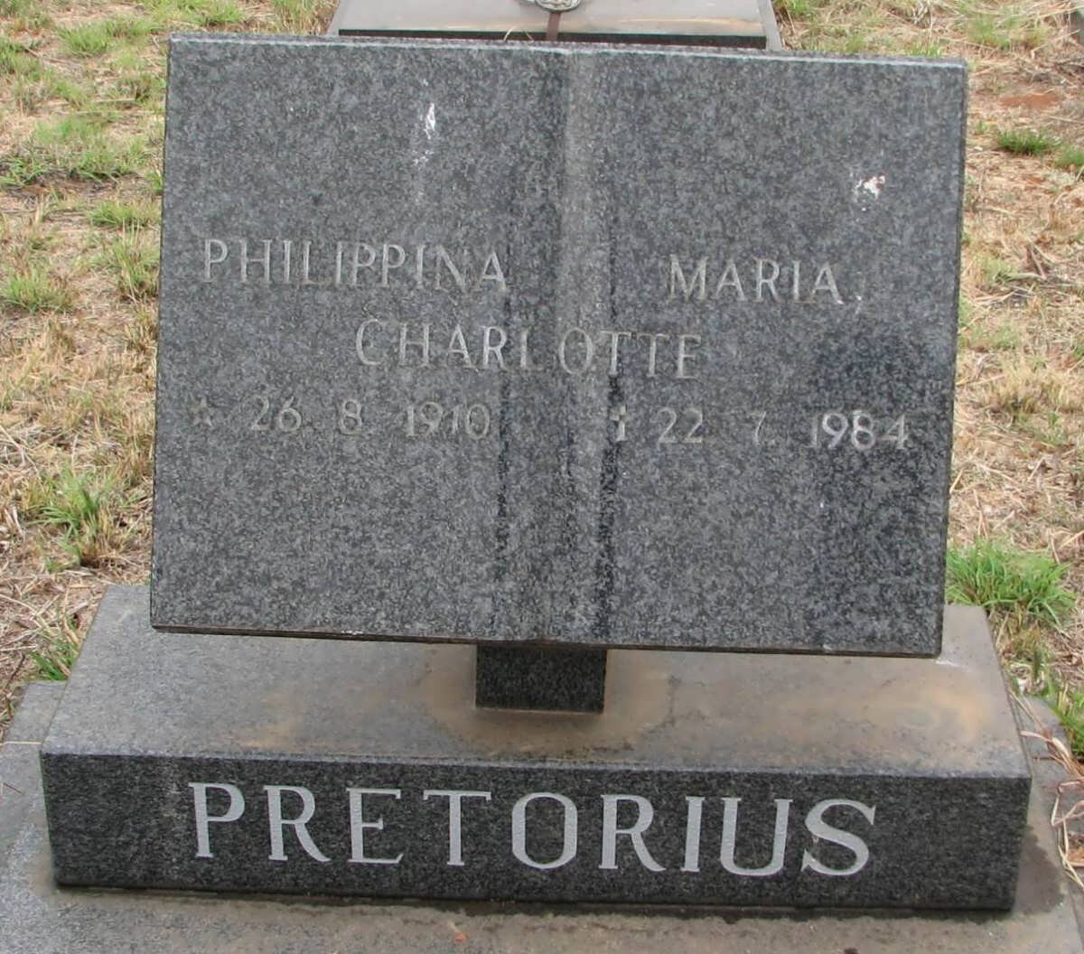 PRETORIUS Philippina Maria Charlotte 1910-1984