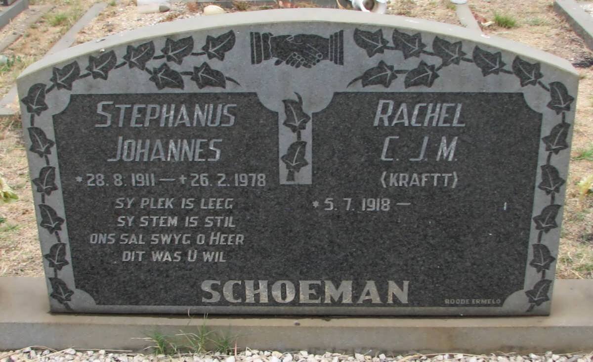 SCHOEMAN Stephanus Johannes 1911-1978 &amp; Rachel C.J.M. KRAFTT 1918-