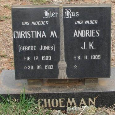 SCHOEMAN Andries J.K. 1905- &amp; Christina M. JONES 1909-1983