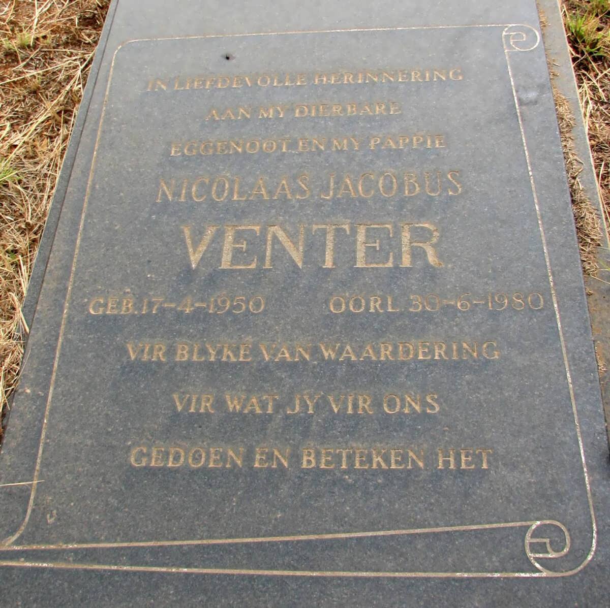 VENTER Nicolaas Jacobus 1950-1980