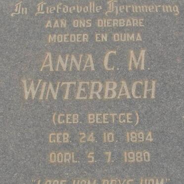 WINTERBACH Anna C.M. nee BEETGE 1894-1980