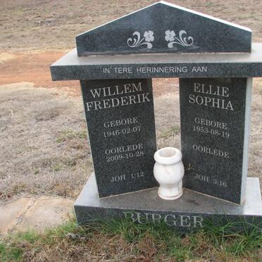 BURGER Willem Frederik 1946-2009 &amp; Ellie Sophia 1953-