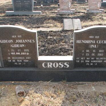 CROSS Gideon Johannes 1926-2012 &amp; Hendrina Cecilia 1933-2003