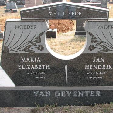 DEVENTER Jan Hendrik, van 1931-2005 &amp; Maria Elizabeth 1934-1995