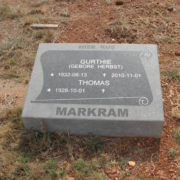 MARKRAM Thomas 1928- &amp; Gurthie HERBST 1932-2010