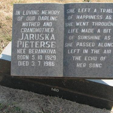 PIETERSE Jaruska nee BERANKOVA 1929-1986
