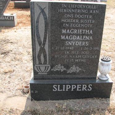 SLIPPERS Magrietha Magdalena nee SNYDERS 1948-1991
