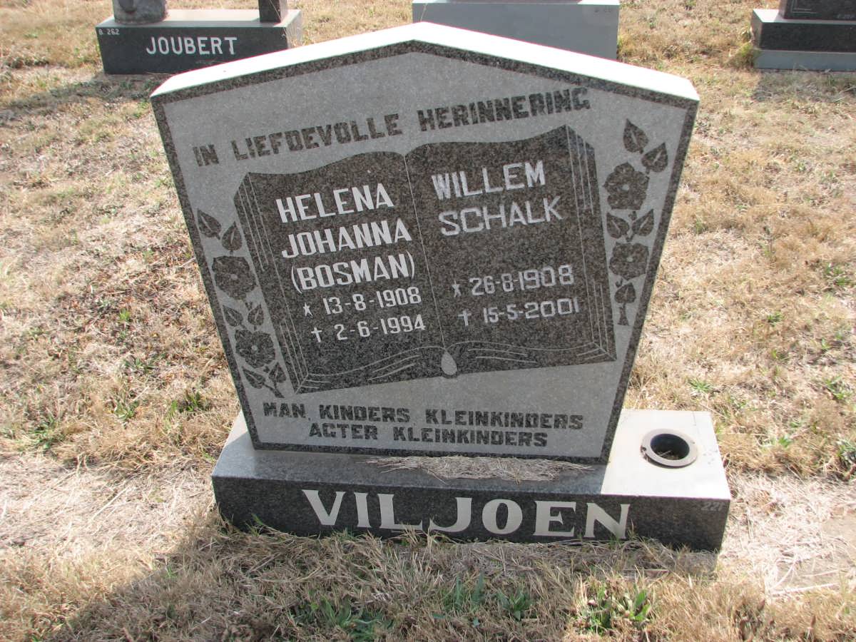 VILJOEN Willem Schalk 1908-2001 &amp; Helena Johanna BOSMAN 1908-1994