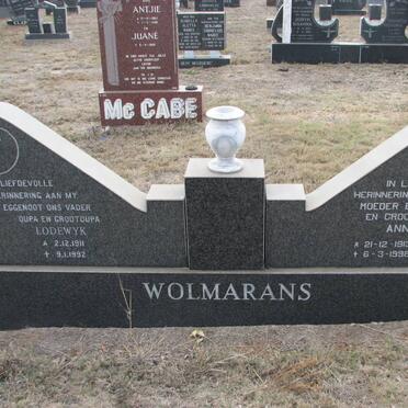 WOLMARANS Lodewyk 1911-1992 &amp; Anna 1913-1998