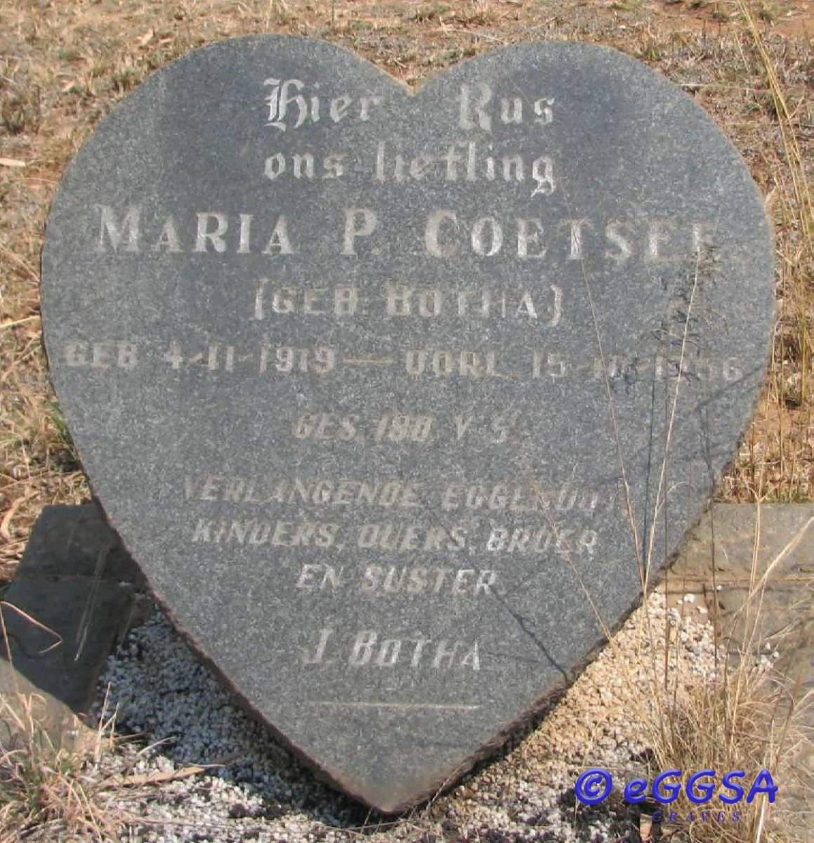 COETSEE Maria P. nee BOTHA 1919-1956