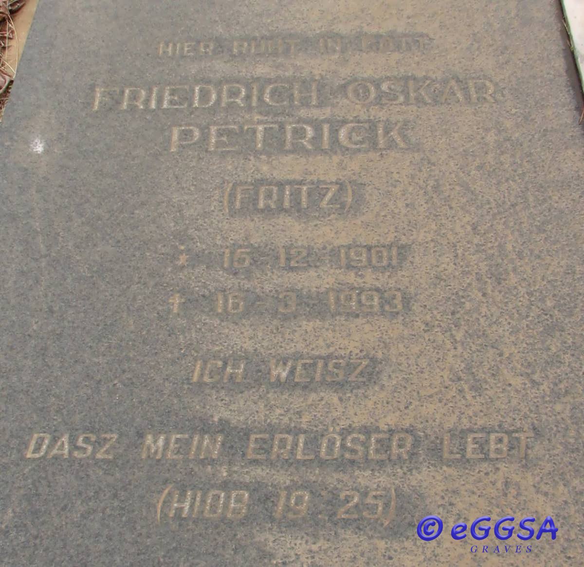 PETRICK Friedrich Oskar 1901-1993