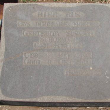 SCHOEMAN Gertruida Susanna nee KRUGER 1881-1941