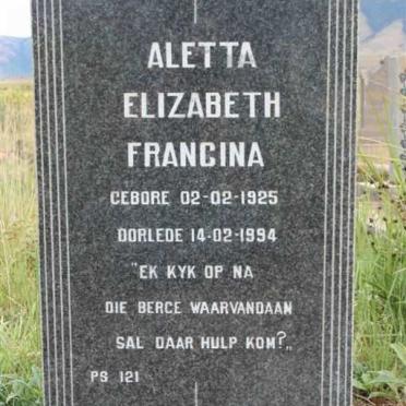BOTHA Aletta Elizabeth Francina 1925-1994