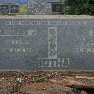 BOTHA Johannes J. 1874-1964 &amp; Maria O.J. NORTJE 1884-1961