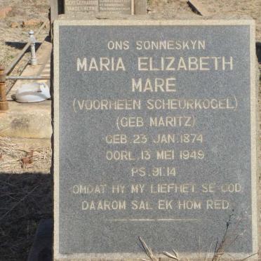 MARE Maria Elizabeth, formerly SCHEURKOGEL nee MARITZ 1874-1949