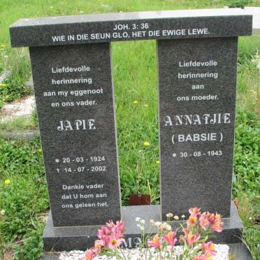 MARE Japie 1924-2002 &amp; Annatjie 1943