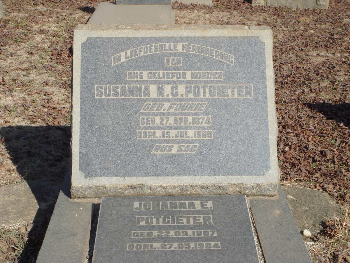 POTGIETER Susanna M.G. 1874-1965 :: POTGIETER Johanna E. 1907-1984