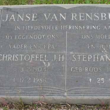 RENSBURG Christoffel J.H., Janse van 1904-1986 &amp; Stephansiena ROOS 1910-1998
