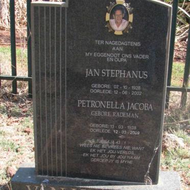 HEERDEN Jan Stephanus, van 1928-2002 &amp; Petronella Jacoba RADEMAN 1938-2008